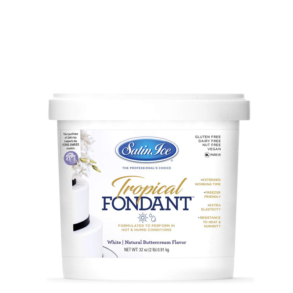Satin Ice Tropical Fondant 2lb packaging shown for easy decorating prep