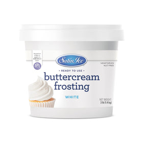 Satin Ice white buttercream frosting 3lb pail for smooth spreading