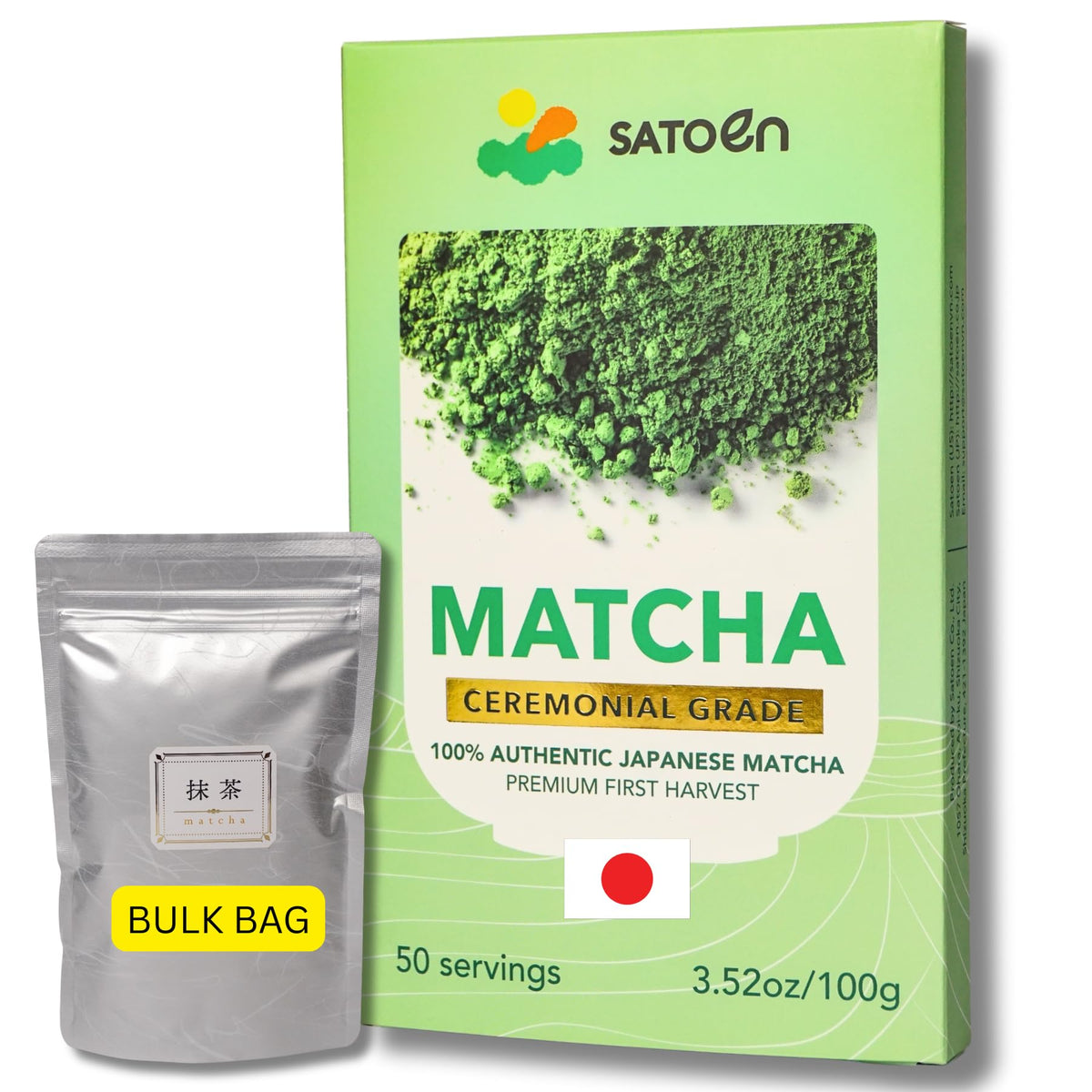SATOEN packaging bag with airtight seal preserves freshness for ceremonial grade matcha.