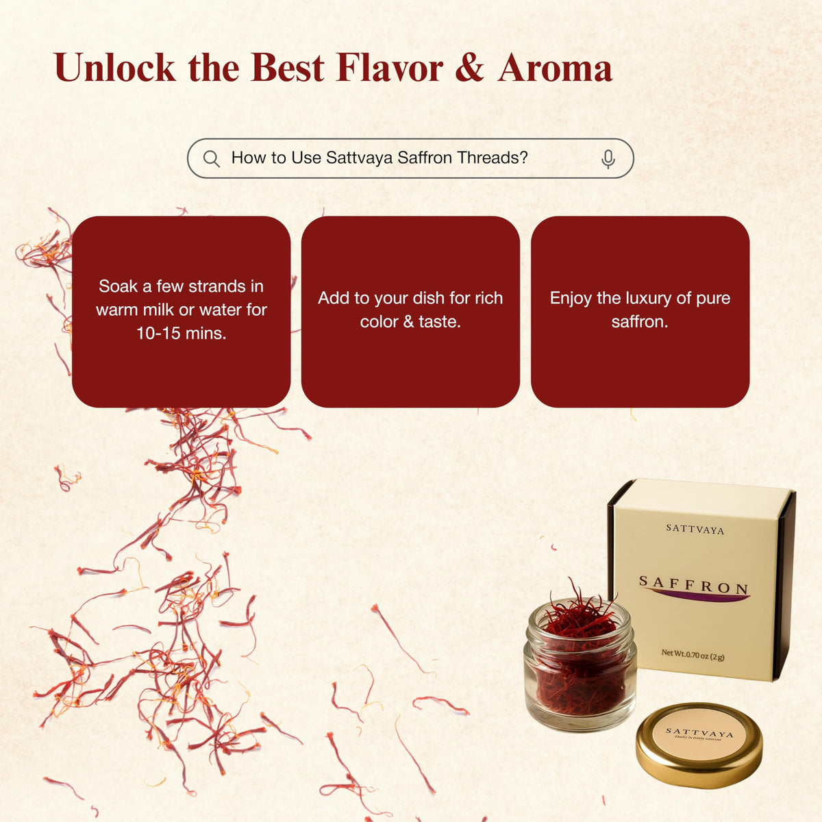 Sattvaya saffron airtight container preserving freshness and aroma.