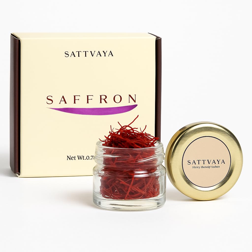 Sattvaya Organic Saffron Threads pack showing premium aroma in a resealable pouch.