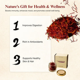Sattvaya saffron tea infusion in a cup with aromatic glow.