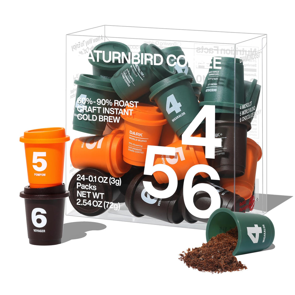 SaturnBird instant coffee pod dissolving in water for quick brew