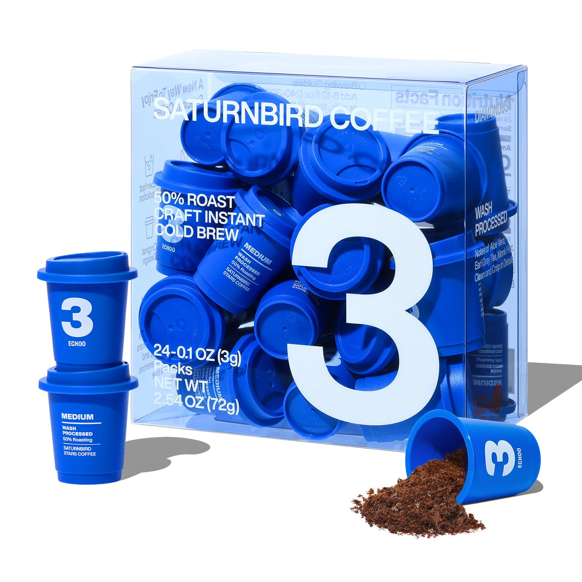 SaturnBird Super Instant Pods No.3 packaging for quick, mess-free mornings.