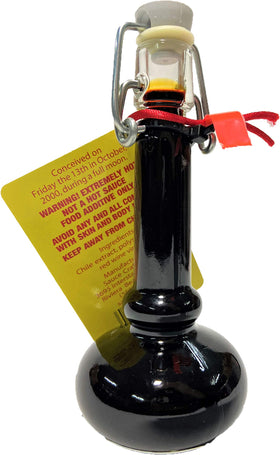 Label close-up of Satan's Blood showing high heat for adventurous recipes.