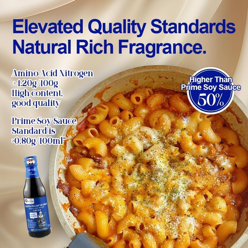 Sauce Grandmaster double brewed light soy sauce bottle brightens stir-fries.