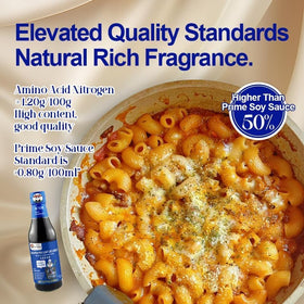 Sauce Grandmaster double brewed light soy sauce bottle brightens stir-fries.