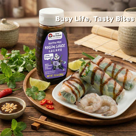 Sauce Grandmaster hoisin gluten-free seal on bottle
