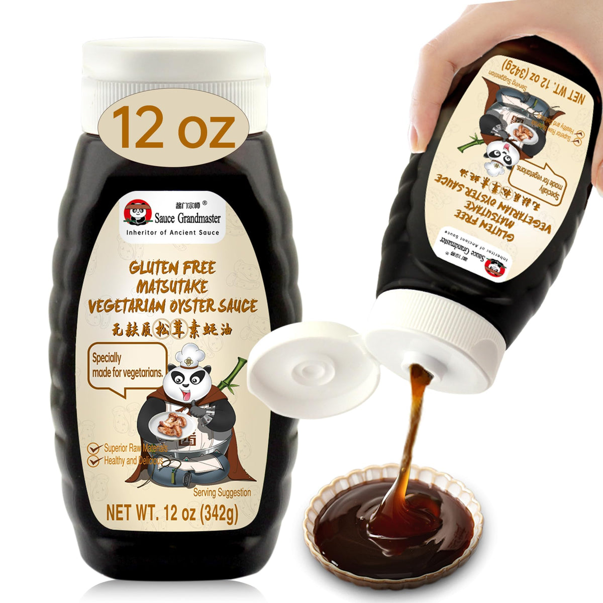 Sauce Grandmaster Matsutake Oyster Sauce bottle ready for easy vegan stir-fry
