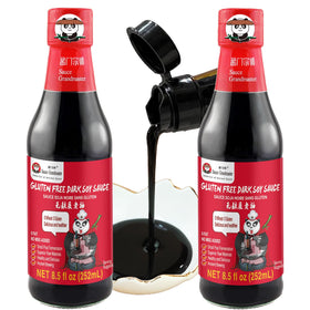 Sauce Grandmaster bottle pour shows rich color for stir-fries.
