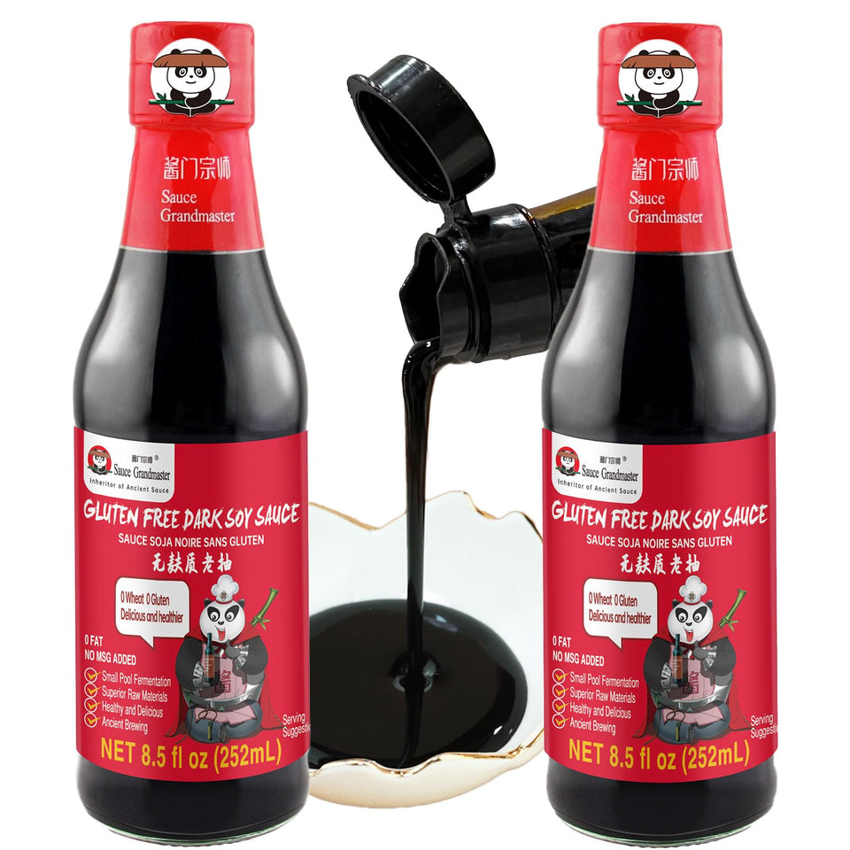 Sauce Grandmaster bottle pour shows rich color for stir-fries.