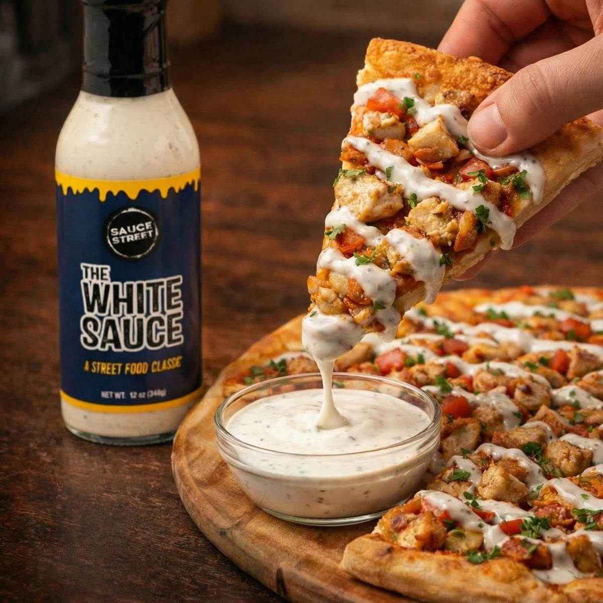 Dipping plate scene with The White Sauce ideal for sandwiches and grills