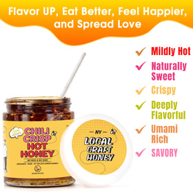 SAUCE UP NYC Chili-Crisp ingredients close-up reveals 13 savory components.