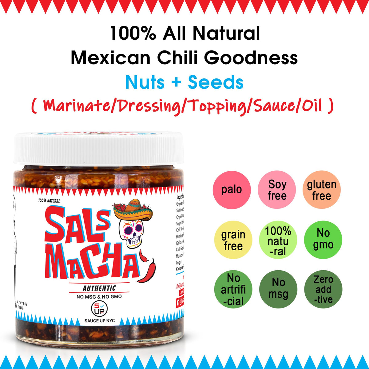 SAUCE UP NYC chili oil pour; versatile drizzle for bold tacos and eggs.