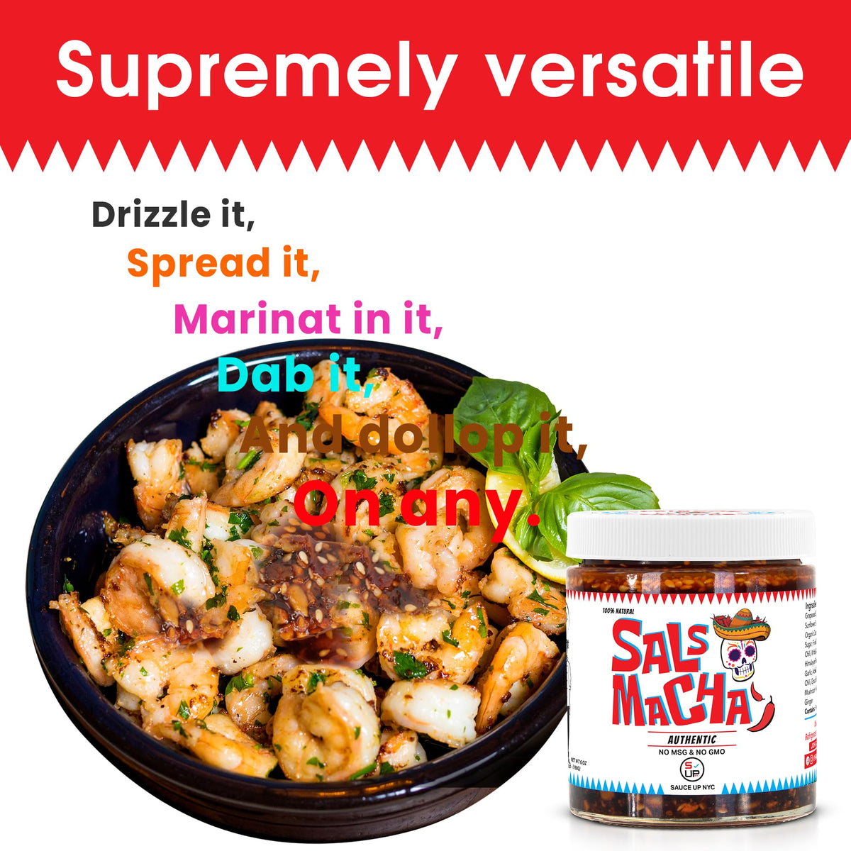 SAUCE UP NYC pasta with salsa macha; elevates dish with roasted-nut crunch.