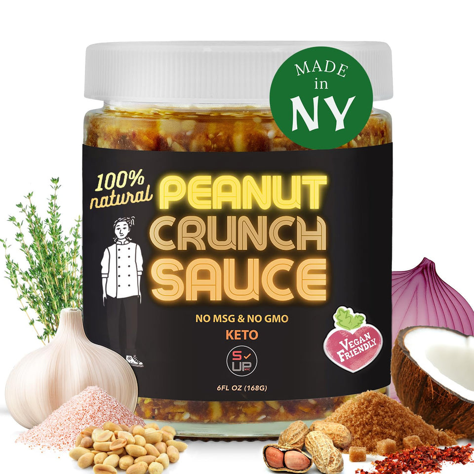 SAUCE UP NYC Peanut Crunch Sauce jar front showing bold texture for noodles