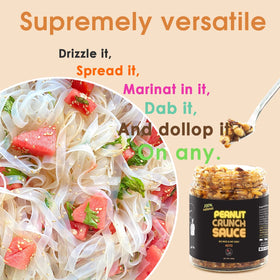 SAUCE UP NYC Peanut Crunch on noodles offers bold, textured finish