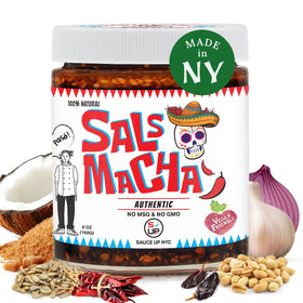 SAUCE UP NYC Smoky Salsa Macha jar; adds smoky depth to finishing dishes.