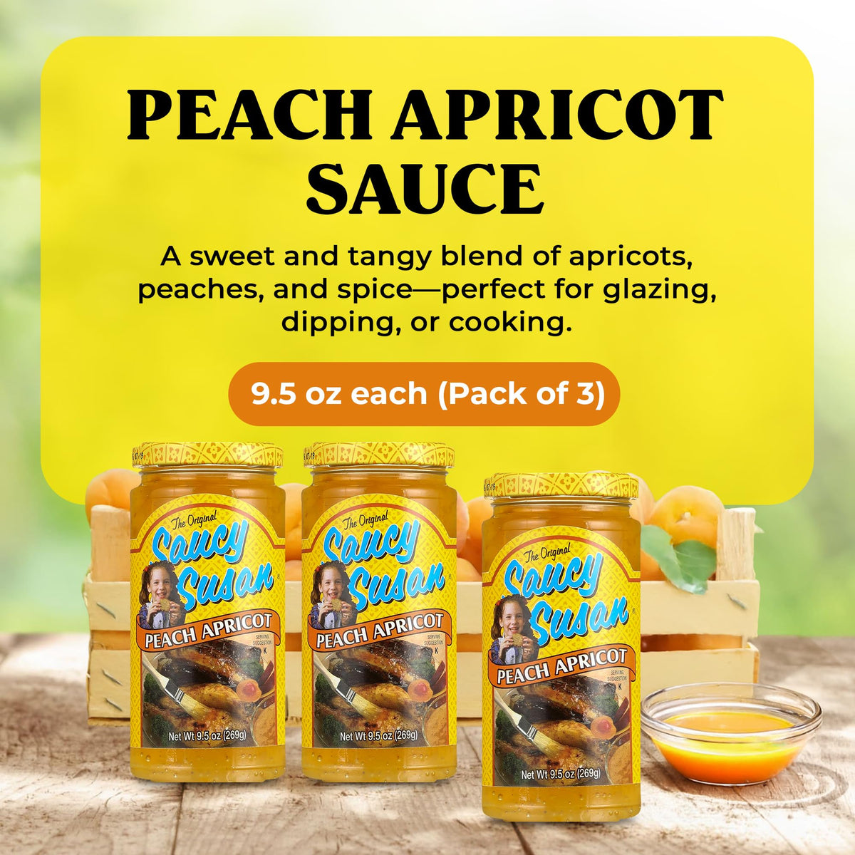 Saucy Susan Apricot Peach Sauce glaze being poured over grilled chicken for flavor boost.