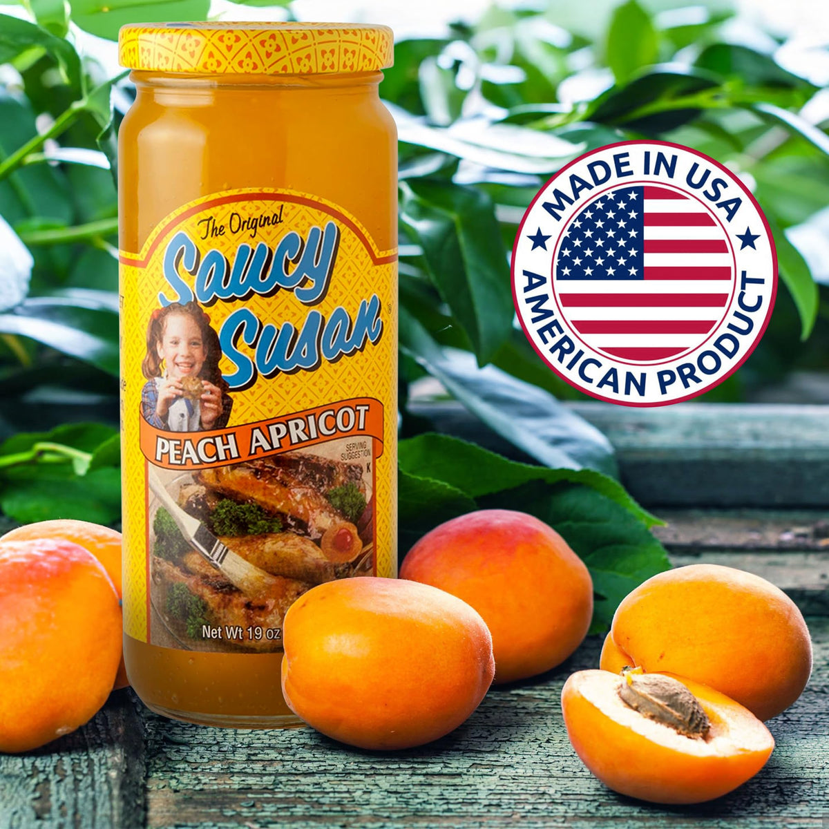 Saucy Susan Peach Apricot Original on kitchen counter inviting family meals