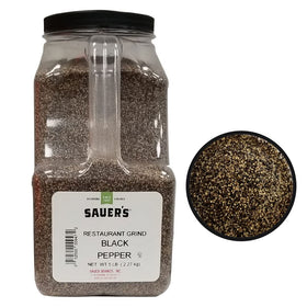 Sauer's Ground Black Pepper 5lb canister ready for busy kitchen and consistency.