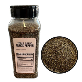 Sauer's Ground Black Pepper in restaurant table grind canister for consistent seasoning.