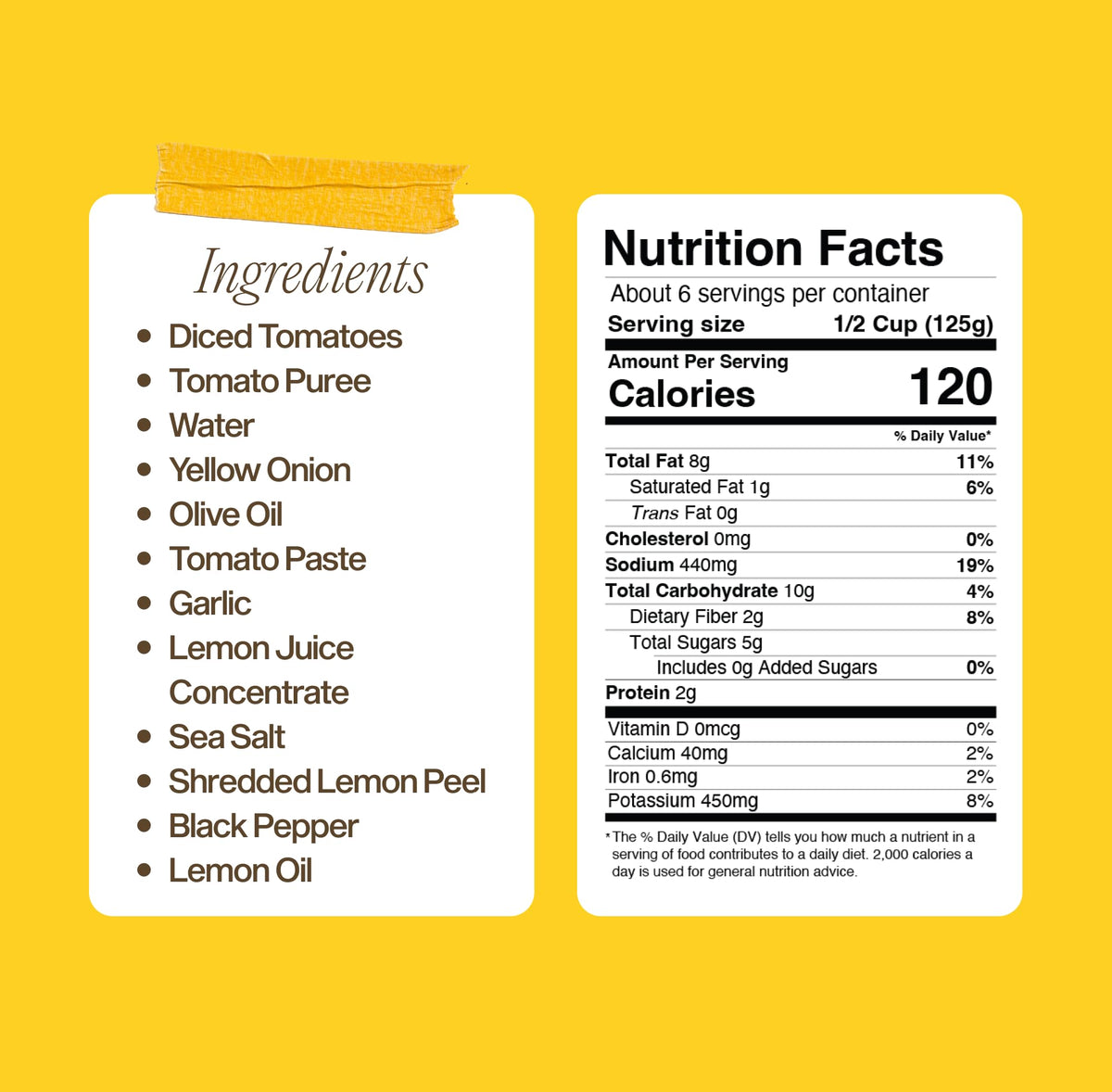 Sauz Summer Lemon Marinara Sauce jar closeup highlighting clean ingredients for versatile sauces.