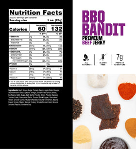 Savage Jerky Co BBQ Bandit beef jerky bag for outdoor snacking