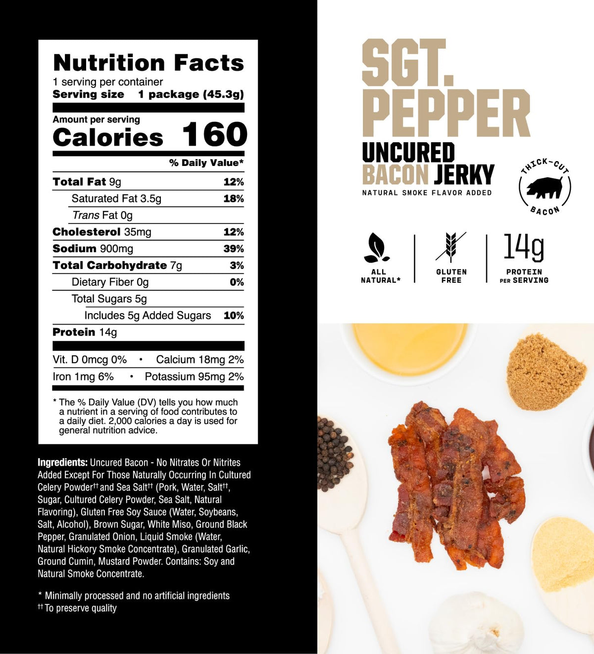 Savage Jerky Co. Bacon Jerky Sgt Pepper highlights bold flavor and convenient snack.