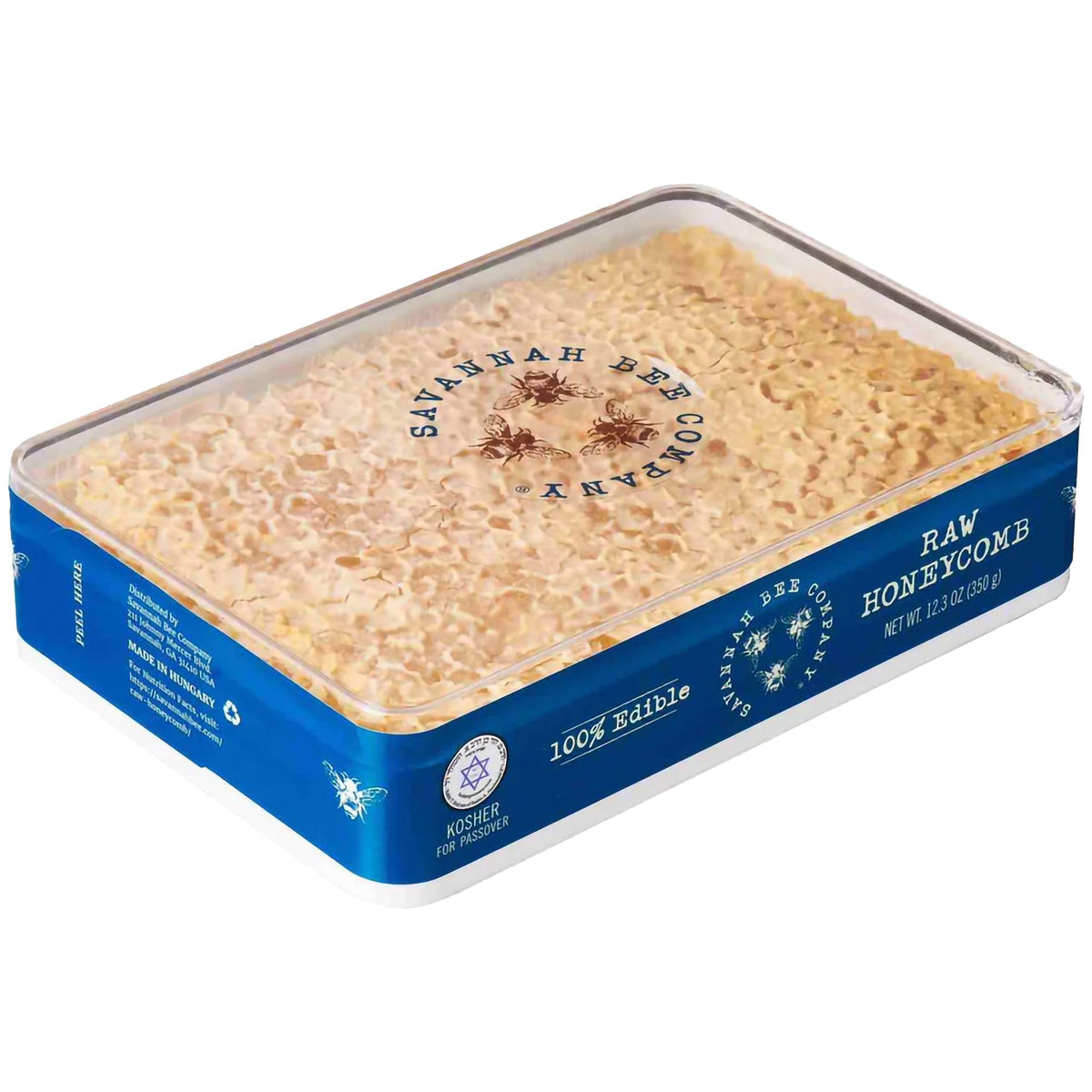 Savannah Bee Co Acacia honeycomb with raw honey, ideal for bread and cheese pairing.