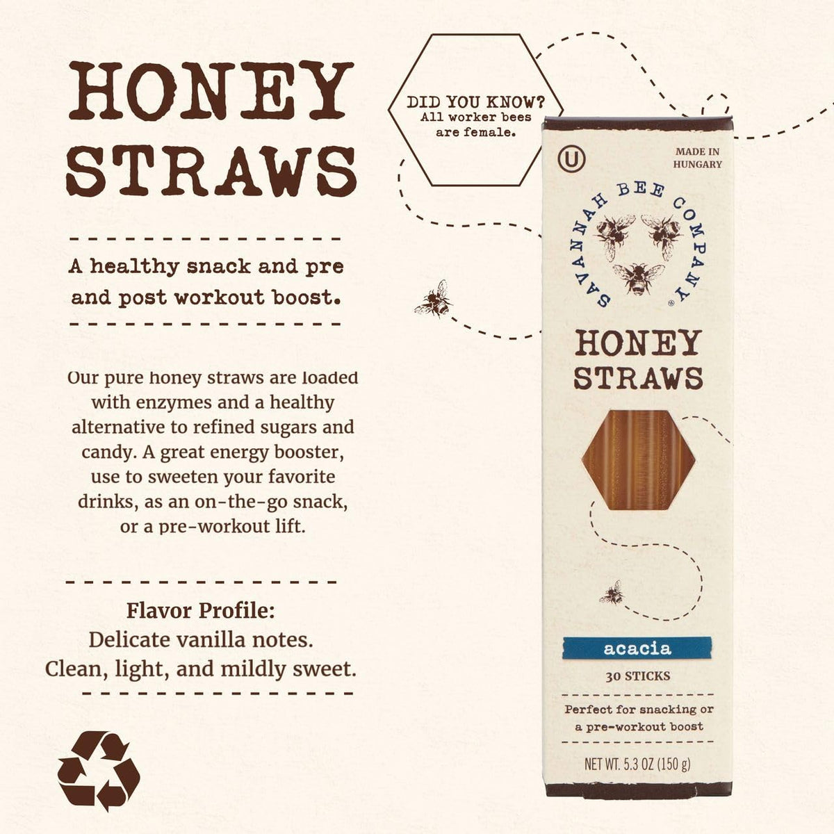 Savannah Bee Company Honey Straws travel pack ready for on-the-go.