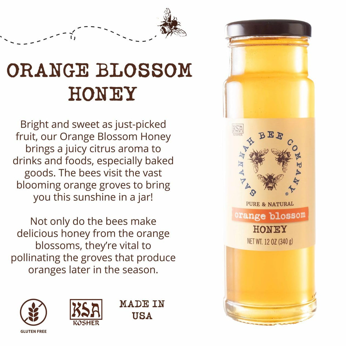 Savannah Bee Company pure organic honey jar, all natural and unprocessed.
