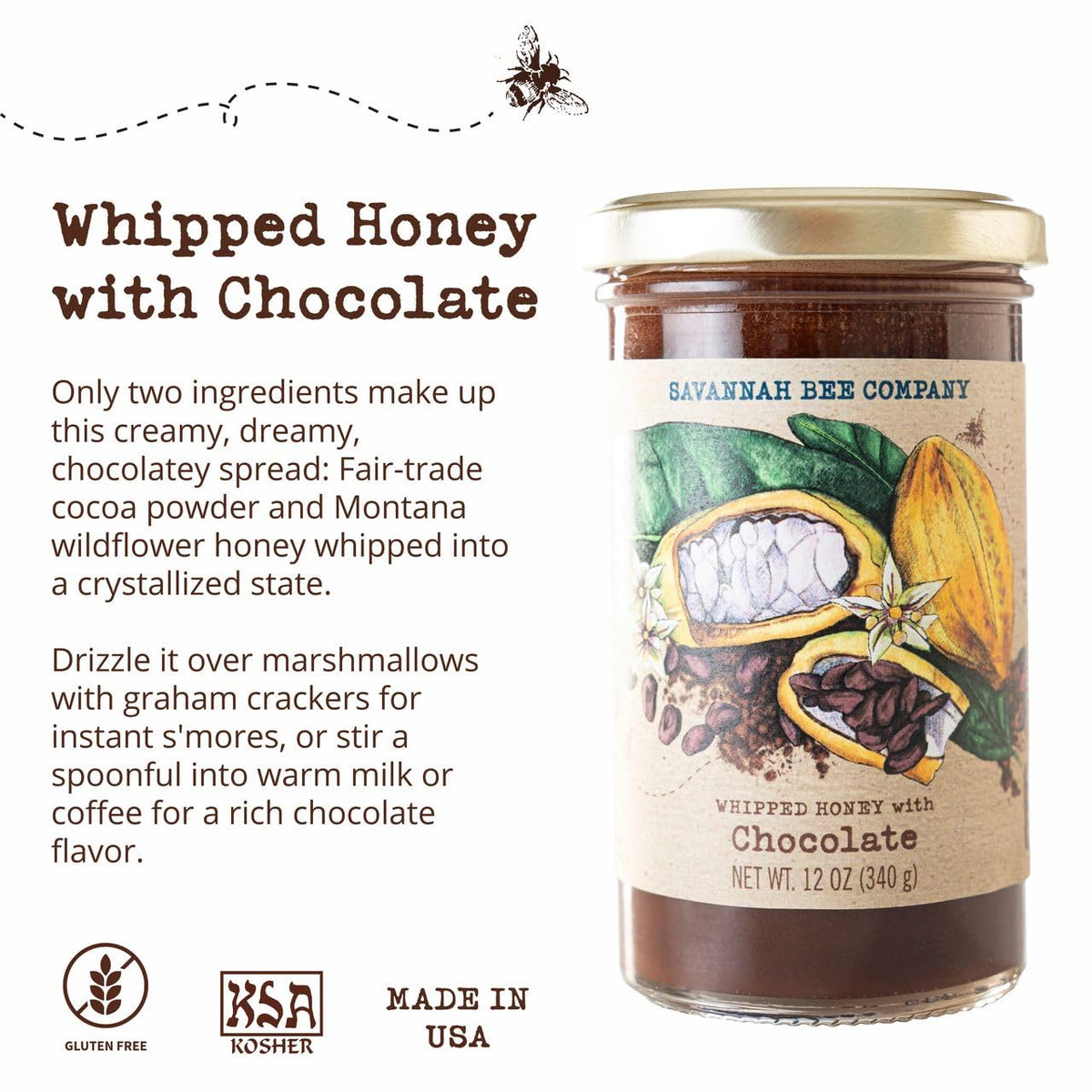 Savannah Bee Company whipped honey chocolate yogurt, adds subtle sweetness.