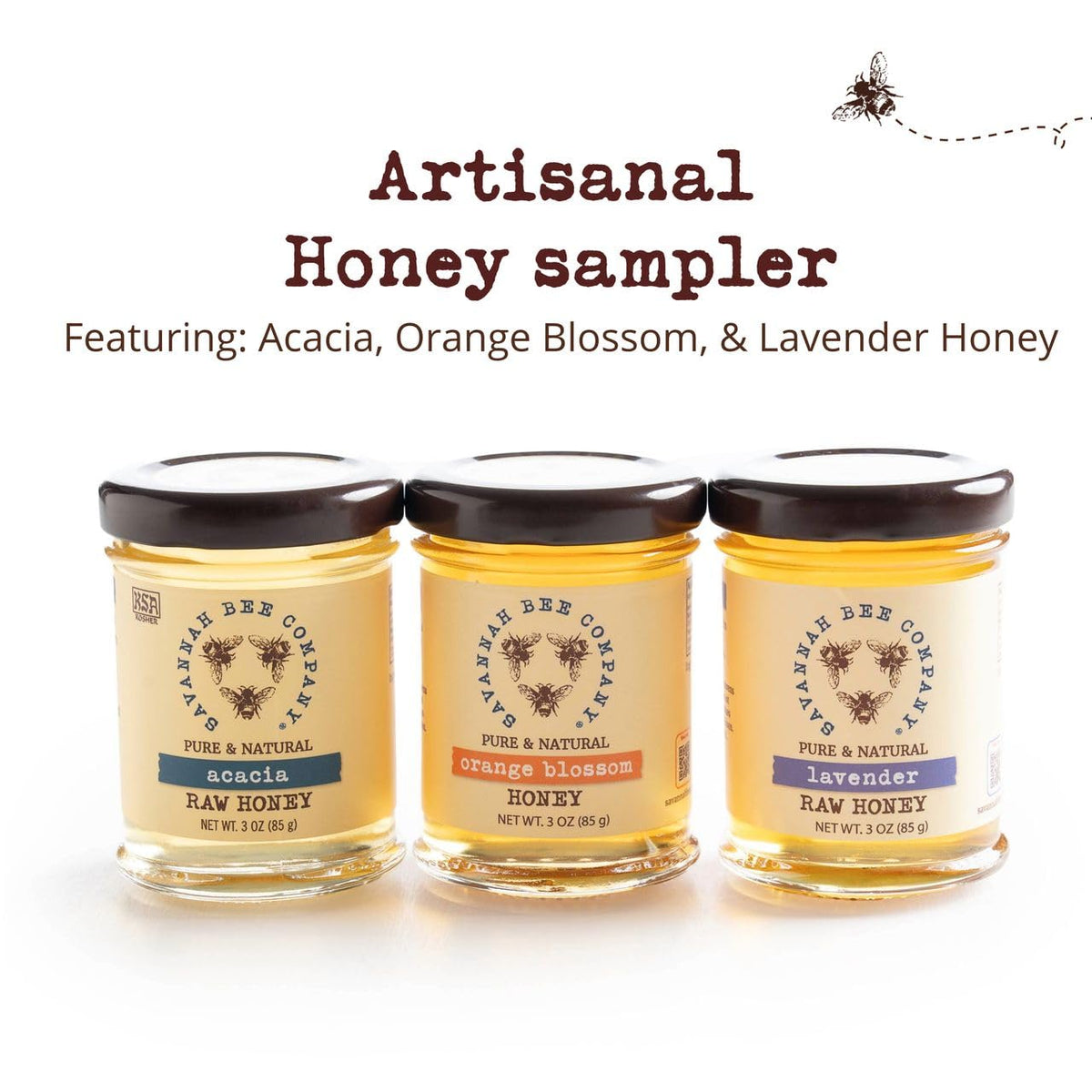 Savannah Bee label on bottle premium honey gift idea.