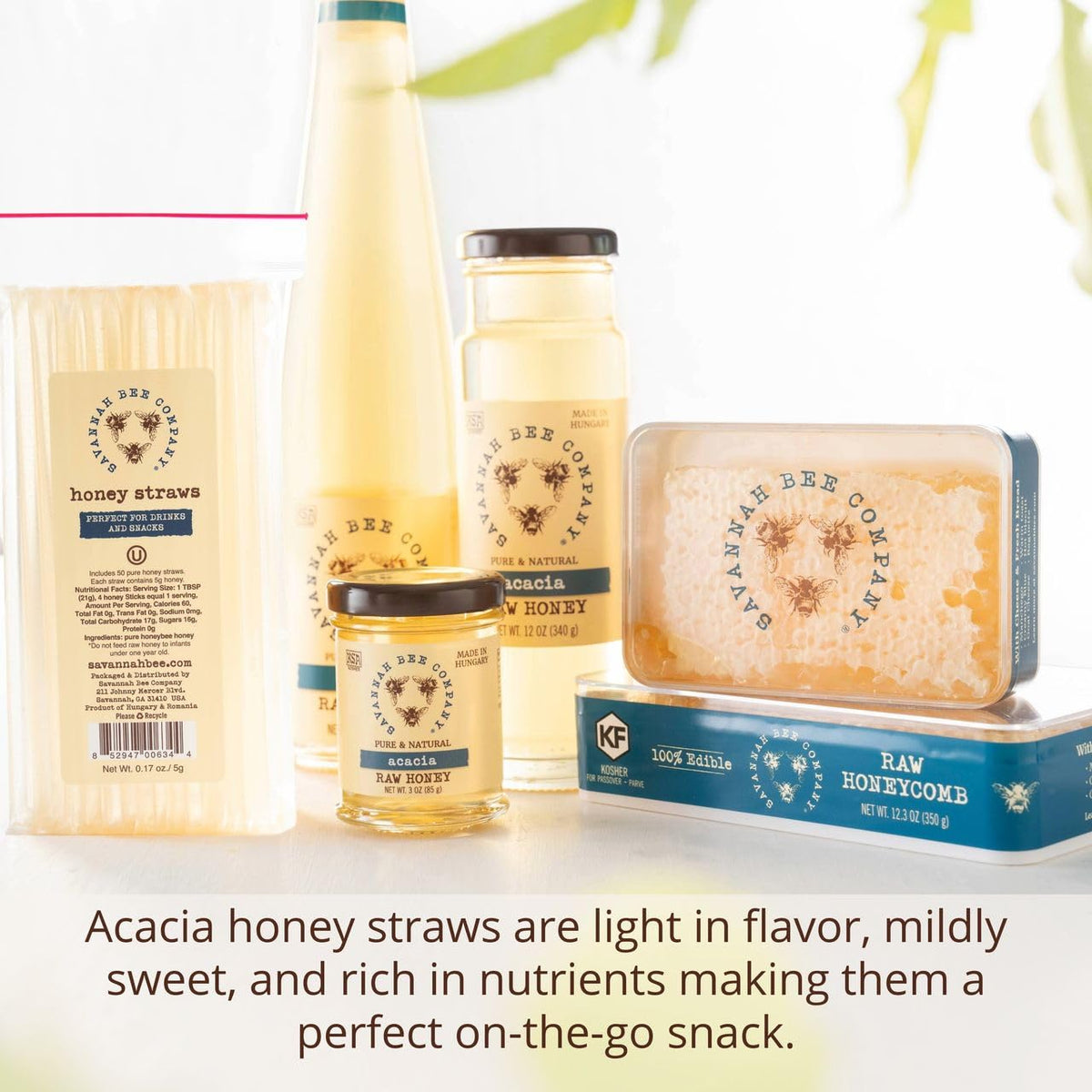 Produced in a gluten-free facility for Savannah Bee honey straws.