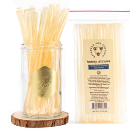 Savannah Bee honey straw ready to sweeten tea with acacia honey.