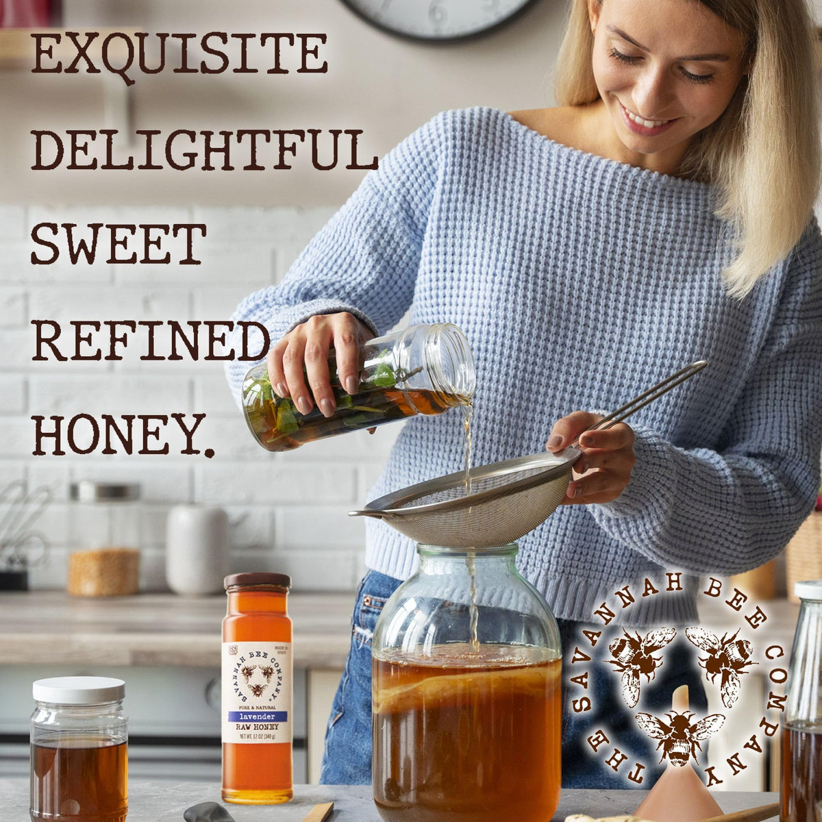 Savannah Bee lavender honey paired with peaches for a dessert pairing.