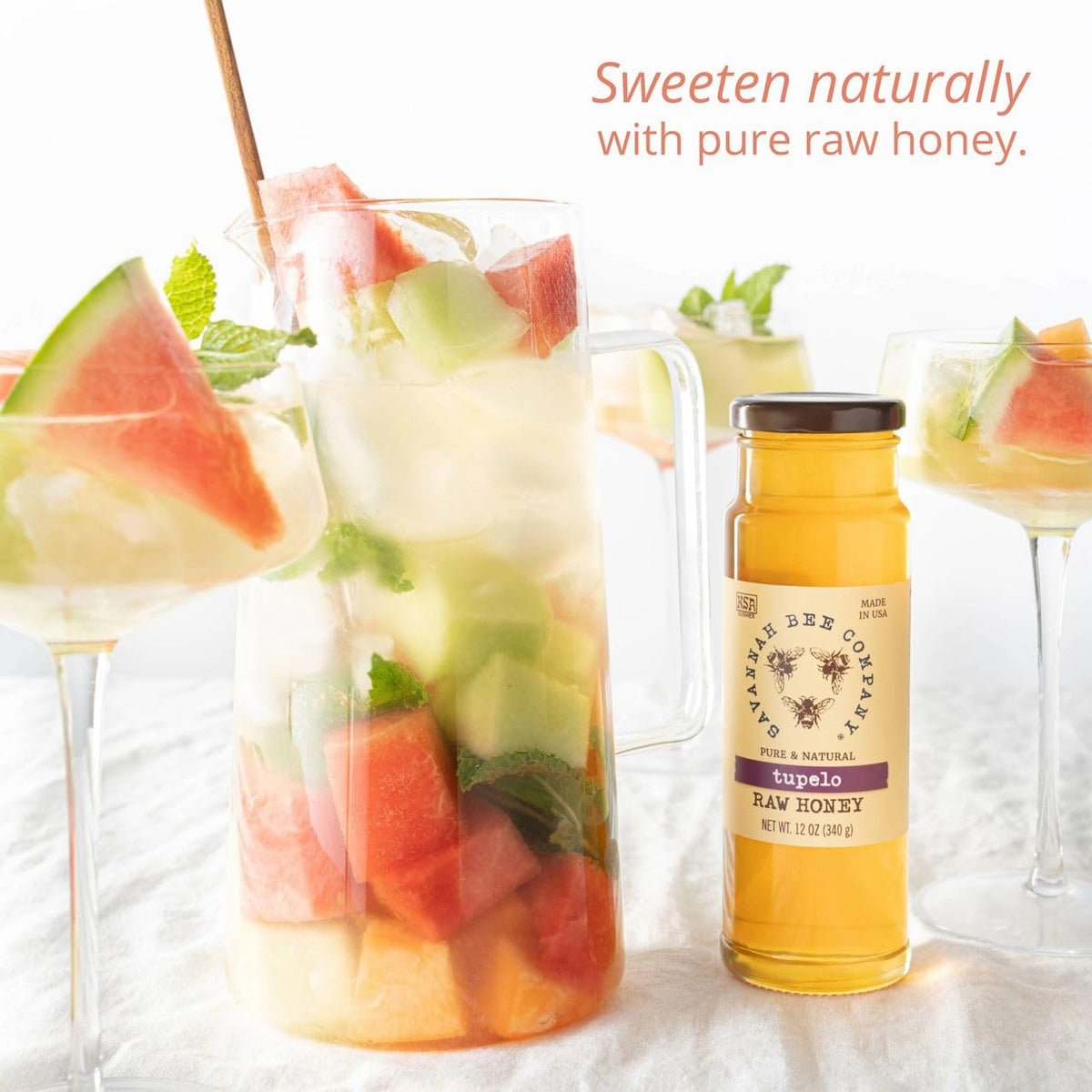 Savannah Bee Tupelo Honey amber-gold hue with clean, floral sweetness to savor.
