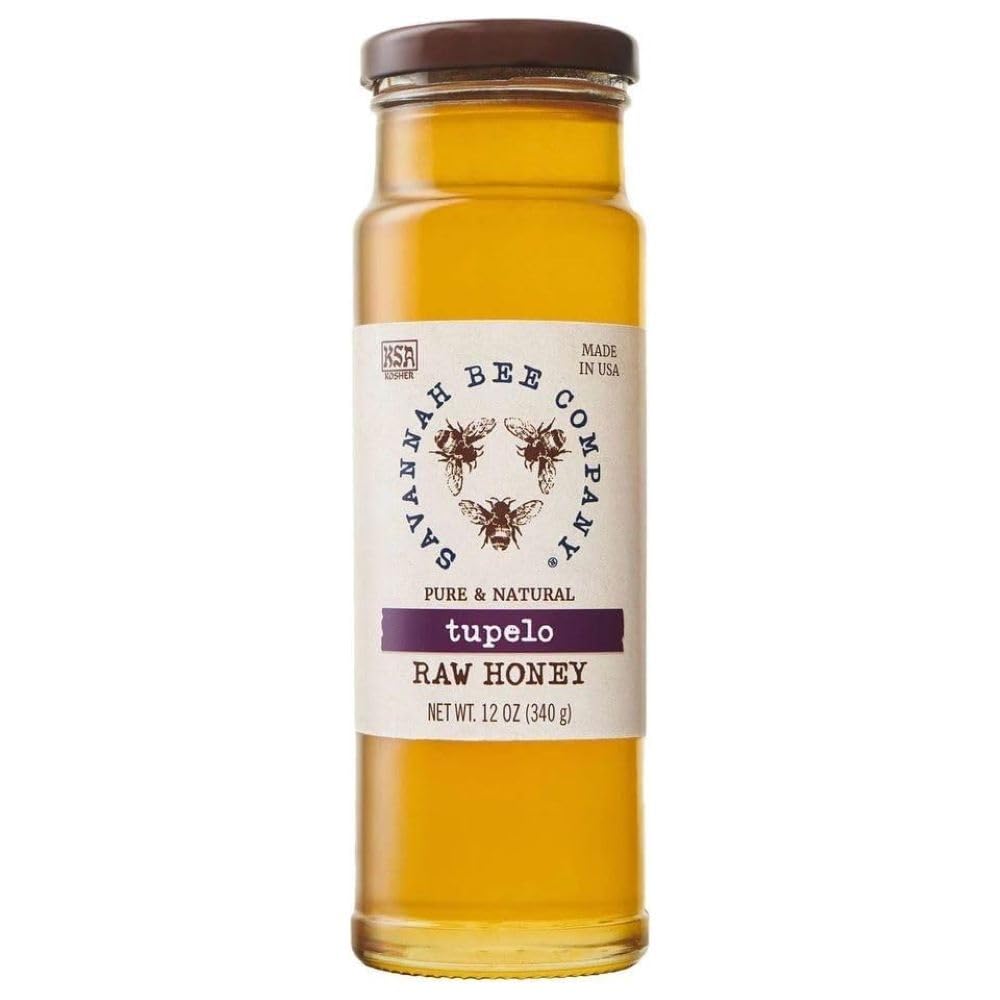 Savannah Bee Tupelo Honey bottle 12-oz shows pure monofloral sweetness for everyday use.