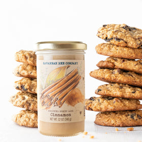 Savannah Bee whipped honey cinnamon on yogurt bowl, adds gentle sweetness and aroma