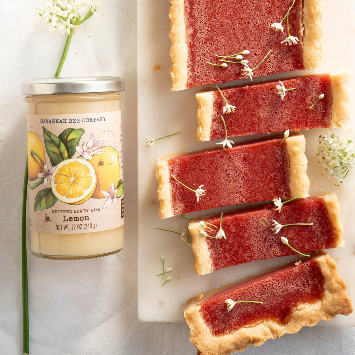 Savannah Bee whipped honey lemon baking glaze enhances desserts with lemon note