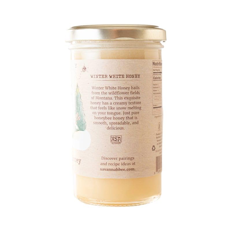Savannah Bee Winter White Honey blooms from Montana and Idaho for unique flavor.
