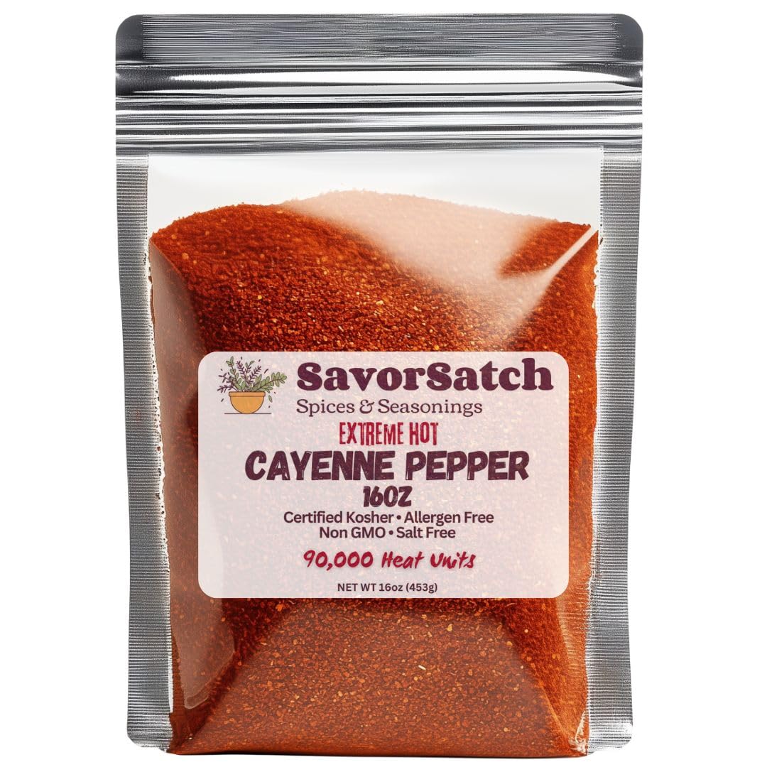 SavorSatch ground cayenne powder in a stand-up pouch for easy, fresh flavor.