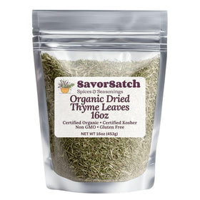SavorSatch Organic Thyme Leaf 16oz pouch front showing packaging and brand
