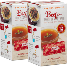 SAVORY CHOICE beef broth concentrate box-2-pack, gluten-free and dairy-free base for quick meals.