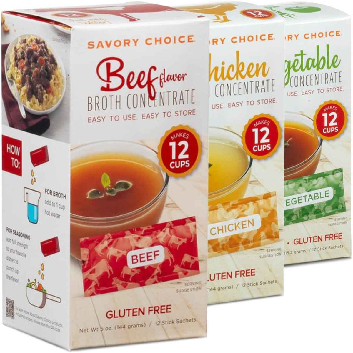 SAVORY CHOICE beef broth packet for rich soups and stews