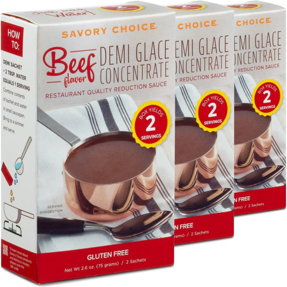 Savory Choice beef demi-glace packets for quick, easy flavor