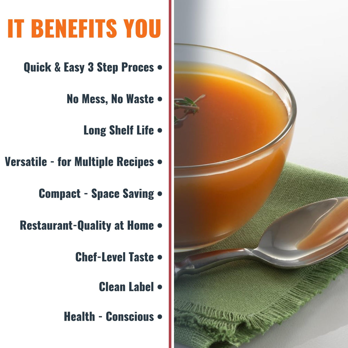 Savory Choice broth packet on kitchen counter for meal prep