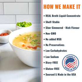 SAVORY CHOICE miso sauce concentrate dispensing, easy stir into hot water or pan.