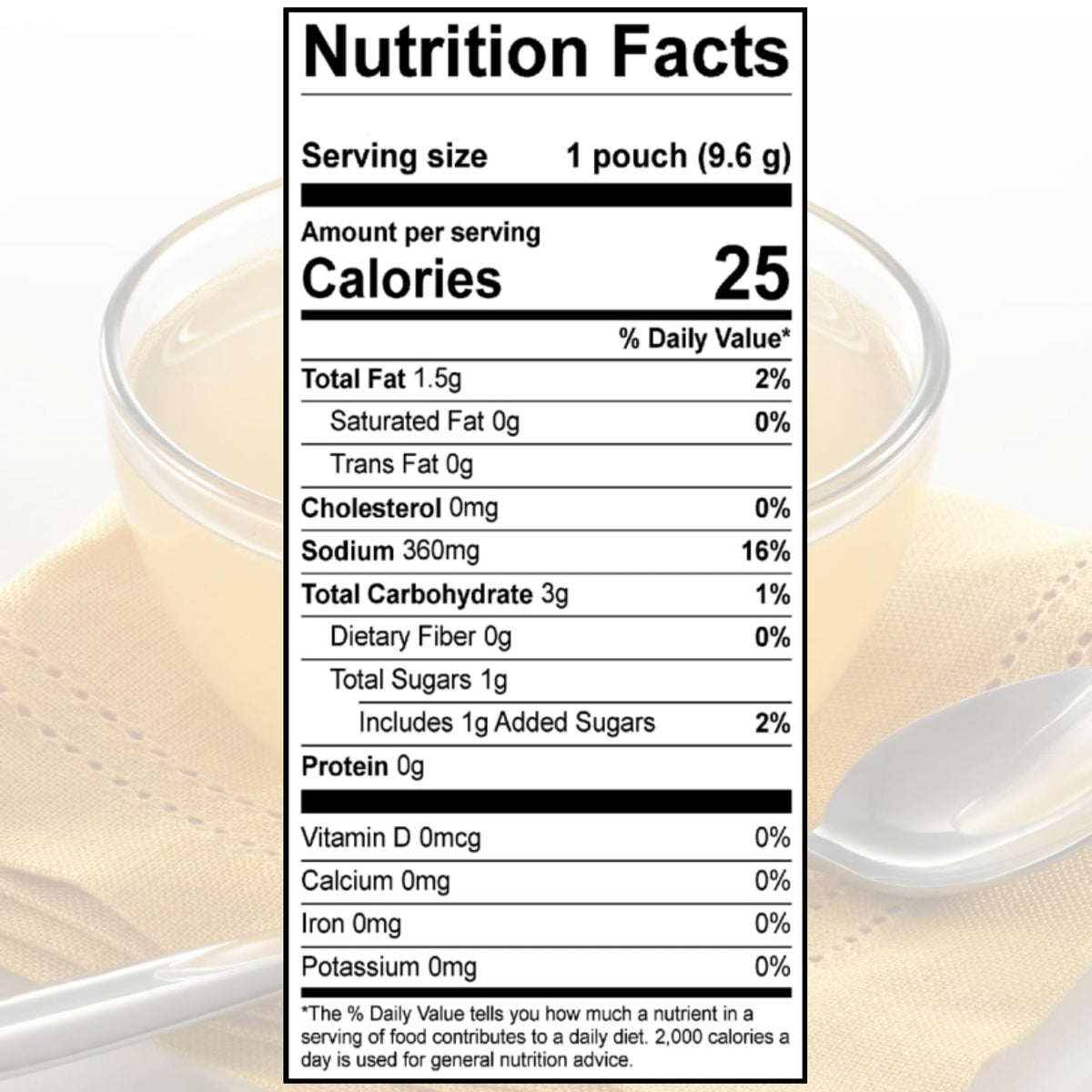 Savory Choice pantry-ready broth packet ideal for travel and quick meals.